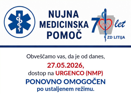 Obvestilo o dostopu nujne medicinske pomoči v ZD Litija