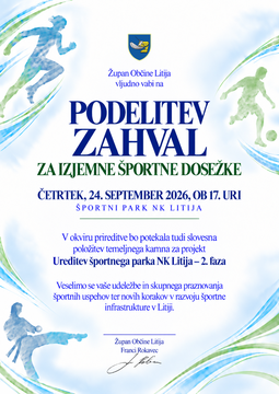 Vabilo podelitev priznanj za športne dosežke 24.9.2026